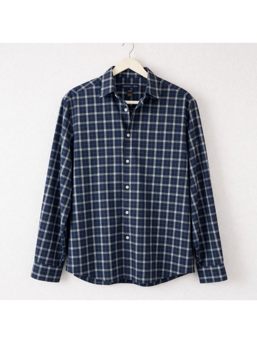 John Varvatos Luxe Button Down Shirt Mens Medium Blue Plaid Long Sleeve